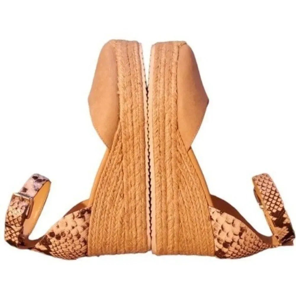 Nine West Espadrille Sandals Platform Shoes Snakeskin Print Women's WOMAN'S 8 M